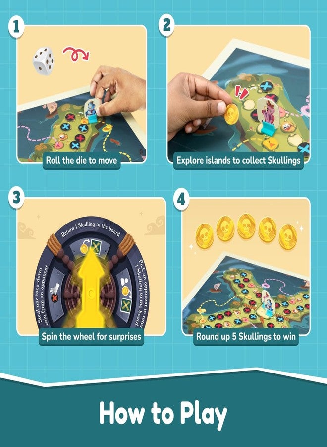 Bloomingo Board Game - Pirate's Paradise: Exciting Pirate Treasure Hunt Adventure Game for Kids & Adults; Explore The Island Collect Skullings and Win; Birthday Gift for Ages 6,7,8,9,10,11,12 & More - Image 4